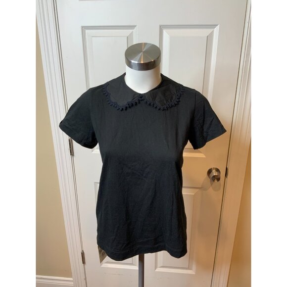 Comme Des Garcons tricot Black Short Sleeve Peter Pan Collar T-Shirt Lace Size S - Picture 1 of 8